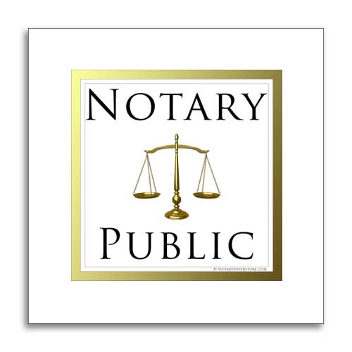 9" | Square | Sticky Back | Notary Public | Scales | Sign